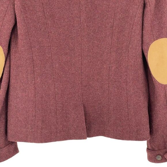 Purdey‎ Gun & Rifle Makers Drummond Suede-Trimmed Cashmere Blazer Merlot Women 8 - Picture 10 of 14